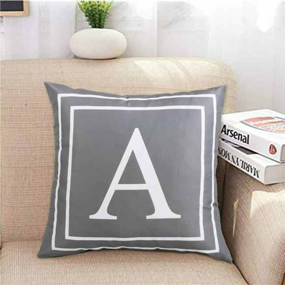 Alphabet A Throw Pillow Case 18 x 18 Inch Fascidorm Gray Pillow Cover English - Picture 2 of 10